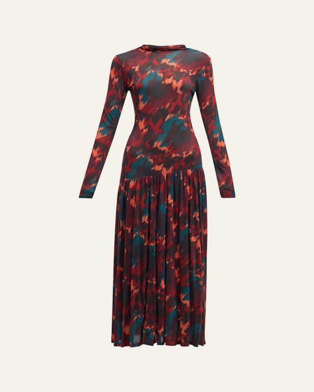 Fernanda Printed Long-Sleeve Maxi Dress